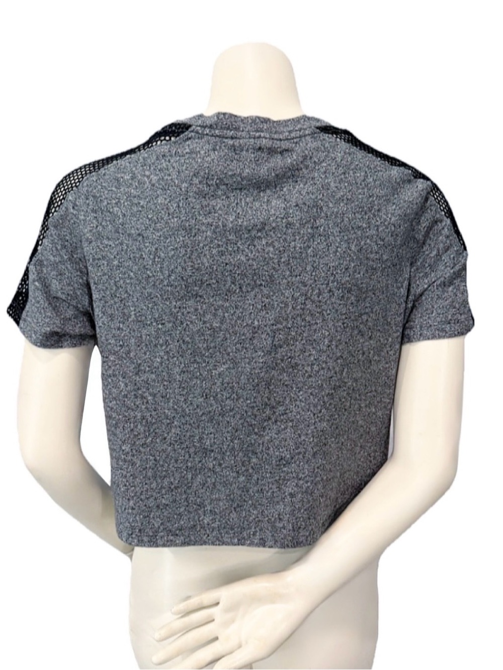PINK Victoria’s Secret Gray Mesh Sleeve Crop Top Size Medium - Picture 2 of 8